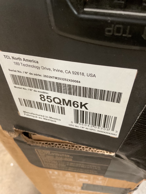 Photo 1 of **Selling for parts. Major damage to screen** TCL 85 Inch Class QM6K Series | Mini LED QLED 4K HDR | 85QM6K, Latest Model | 120HZ-144HZ High Brightness Smart Google TV Dolby Atmos Onkyo Audio | Voice Remote Alexa Gaming Streaming Television