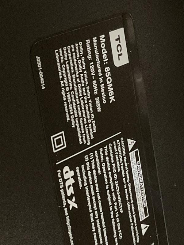 Photo 1 of **Selling for parts. Major damage to screen** TCL 85 Inch Class QM6K Series | Mini LED QLED 4K HDR | 85QM6K, Latest Model | 120HZ-144HZ High Brightness Smart Google TV Dolby Atmos Onkyo Audio | Voice Remote Alexa Gaming Streaming Television