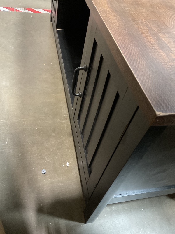 Photo 1 of ** dent damage. Missing support pieces for shelf star star ChooChoo 47" Farmhouse TV Stand with Storage Cabinet and Open Shelves | Entertainment Center with Fluted Doors for TVs up to 55 inches, TV console Table for Living Room, Bedroom, Black