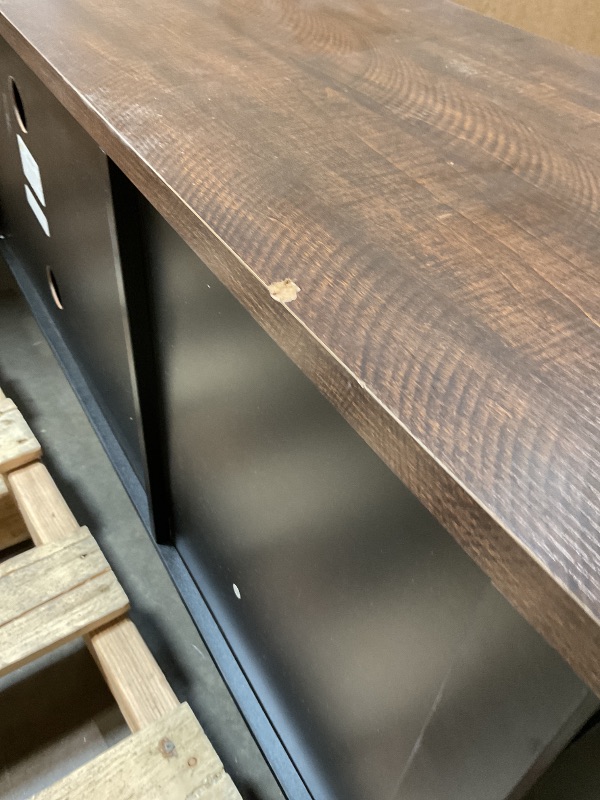 Photo 1 of ** dent damage. Missing support pieces for shelf star star ChooChoo 47" Farmhouse TV Stand with Storage Cabinet and Open Shelves | Entertainment Center with Fluted Doors for TVs up to 55 inches, TV console Table for Living Room, Bedroom, Black