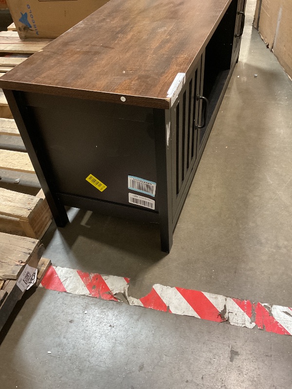 Photo 1 of ** dent damage. Missing support pieces for shelf star star ChooChoo 47" Farmhouse TV Stand with Storage Cabinet and Open Shelves | Entertainment Center with Fluted Doors for TVs up to 55 inches, TV console Table for Living Room, Bedroom, Black
