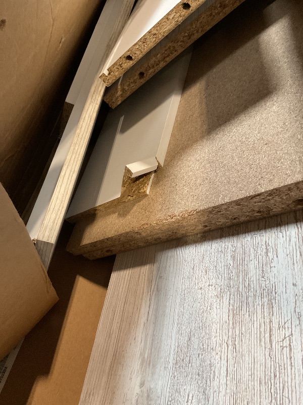 Photo 1 of ** major damage to two pieces. Selling for parts. **Signature Design by Ashley Shawburn Modern Farmhouse 6 Drawer Dresser, Two Tone White & Dark Gray