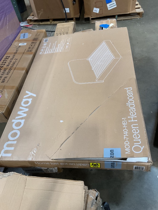 Photo 1 of **HEADBOARD ONLY**Modway Keynote Modern Queen Bed Frame with Curve Shaped Headboard in Heathered Weave Ivory, Woven Heathered Fabric Upholstery, Queen Size Platform Bed, Soft Cloud Bed Frame, No Box Spring Needed