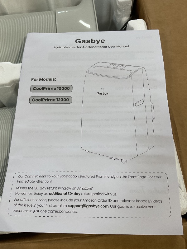 Photo 1 of ***NON FUNCTIONAL*** Gasbye Dual Hose Portable Air Conditioner, [2026 Upgraded] Full DC Inverter Compressor, Energy-Saving 13.6 CEER, Low Noise (45dB), Cools Room up to 500 Sq.Ft., Backlit Remote Control, 14,000BTU, Black