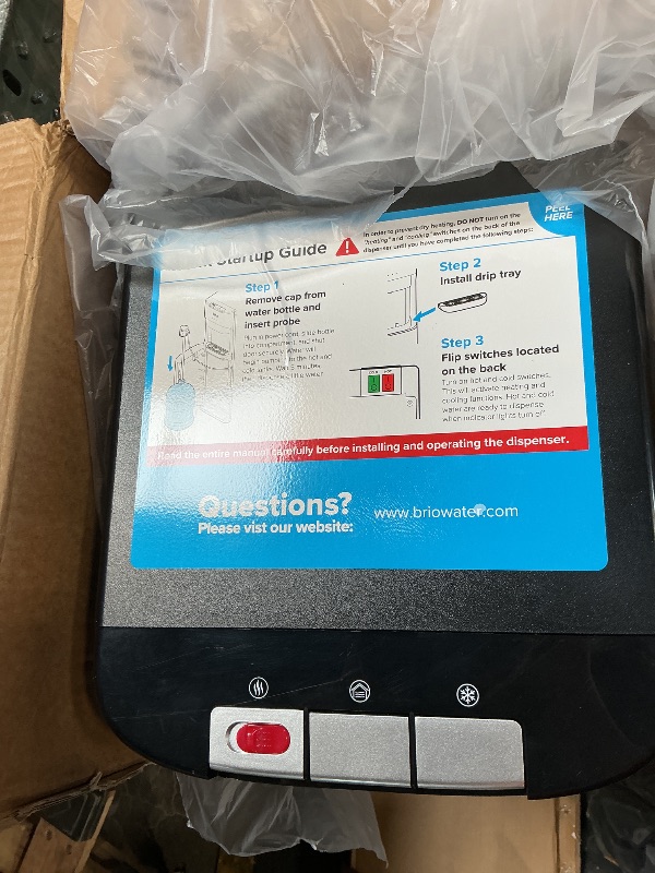 Photo 1 of ***FOR PARTS ONLY/DISPENSER MOTOR BURNT OUT**** Brio Bottom Loading Water Cooler Dispenser for 5 Gallon Bottles - 3 Temperatures with Hot, Room & Cold Spouts, Child Safety Lock, LED Display with Empty Bottle Alert, Stainless Steel