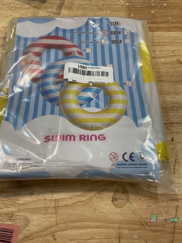 Photo 1 of 2 Pack Large Inflatable Pool Float for Adults 36 Inch Classic Striped Swim Rings Swimming Pool Tubes for Teens Summer Beach Themed Party (Yellow)