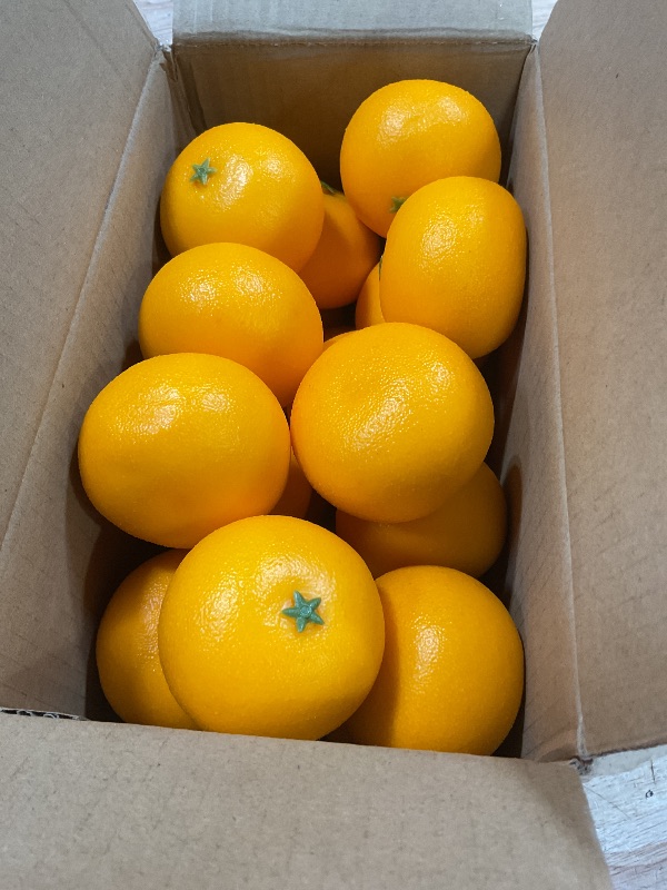 Photo 1 of 24 Pcs Artificial Faux Decorative Oranges,Fake Oranges for Decoration Lifelike, Realistic Fake Fruit for Christmas Home Kitchen Festival Party Decoration