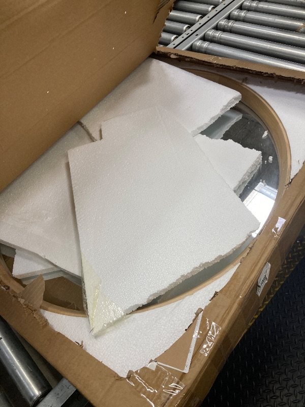 Photo 1 of ***Frame broke***30 Inch Round Wood Mirror, Wall-Mounted Circle Mirrors, Decorative Mirror***Frame broke***