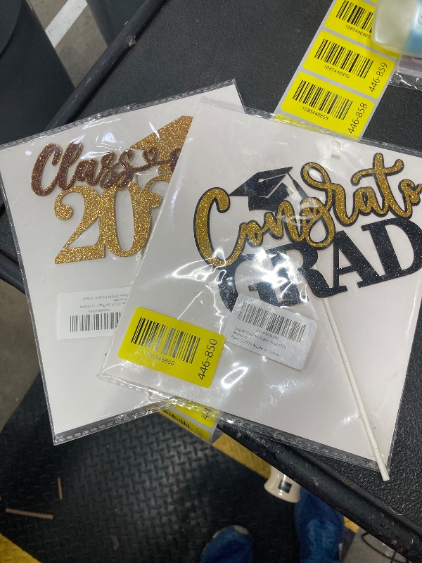 Photo 1 of **2 pack** Class of 2026 Cake Topper, Congrats Grad/You Did It, Congratulations High School College Graduation Party Decorations, Gold and Brown Glitter