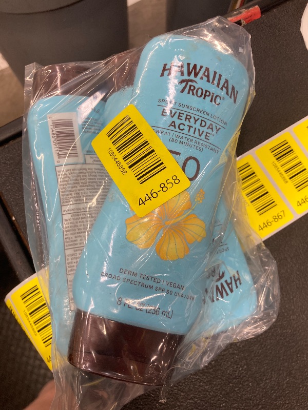 Photo 1 of **3 bottles** Hawaiian Tropic Everyday Active Sunscreen Lotion, SPF 50 Sunblock, 8 Fl Oz, 03/2029