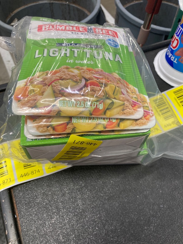 Photo 1 of **4 boxes** Bumble Bee Chunk Light Tuna in Water, 2.5 oz Pouches (Pack of 3) - Ready to Eat Wild Caught Skipjack Tuna Packet - 16g Protein per Serving - MSC Sustainable Seafood, Non-GMO, Gluten Free, Kosher