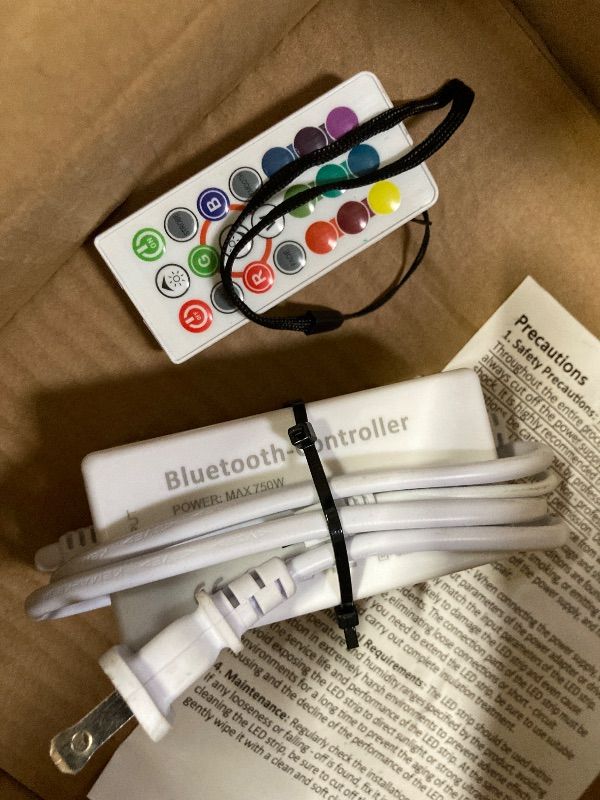 Photo 1 of **PARTS ONLY/MISSING LIGHT STRIP/BLUETOOTH CONTROLLER AND REMOTE ONLY****110V Bluetooth RGB COB LED Strip Light 10FT Multicolor Dimmable Flexible LED Lights Strip with Remote Music Sync Outdoor Waterproof RGB Neon COB Rope Light Plug in Color Changing AC 