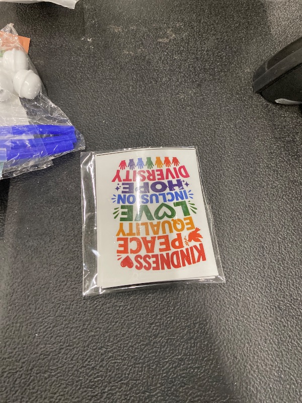 Photo 1 of (5pcs) Kindness Peace Equality Love Inclusion Hope Diversity Inspirational Sticker Rainbow Motivational Decorate Stickers Waterproof Vinyl Decal For Tumbler Water Bottle Laptop Phone Size 2.3x3 Inches