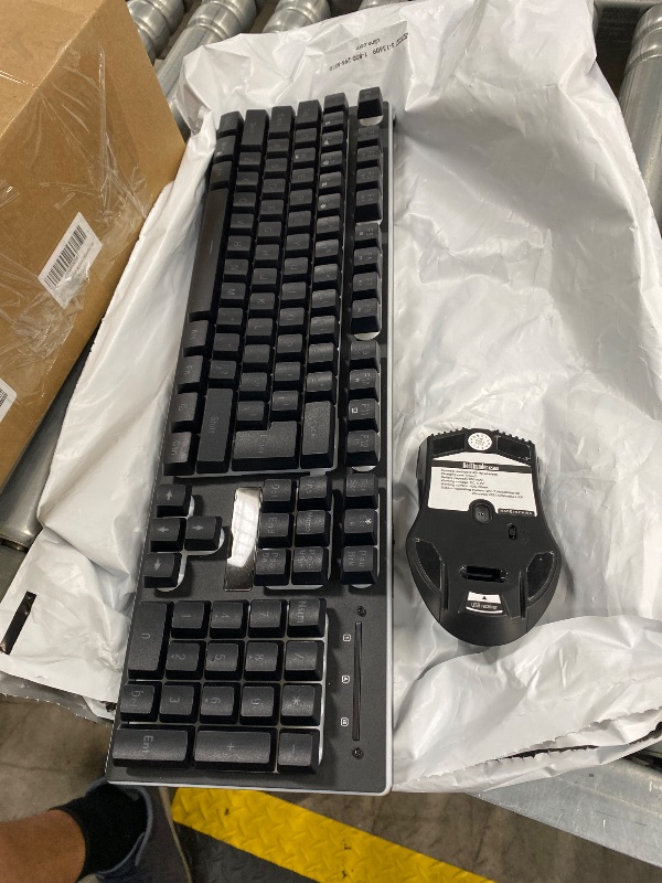 Photo 1 of **WITHOUT USB**RedThunder K10 Wireless Gaming Keyboard and Mouse Combo, LED Backlit Rechargeable 3800mAh Battery, Mechanical Feel Anti-ghosting Keyboard + 7D 3200DPI Mice for PC Gamer (Black)