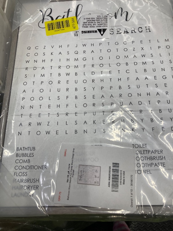 Photo 1 of 'Bathroom Word Search Family Fun'| Framed Giclee Art