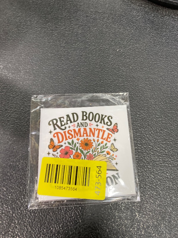 Photo 1 of (5Pcs) Read Books and Dismantle Systems of Oppression Stickers, Feminism Patriarchy Floral Bookish Waterproof Vinyl Decal for, Water Bottle Laptop, Car, Phone, Book