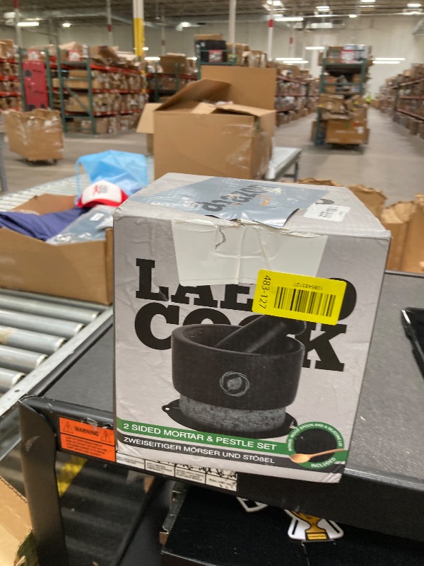 Photo 1 of **missing the threatener** Mortar and Pestle Large Set - Black Granite Stone Spice Grinder, 2.1 Cup Capacity, 5.5 Inches - Reversible Molcajete Mexicano - Guacamole, Spices - Large Mortar and Pestles Set