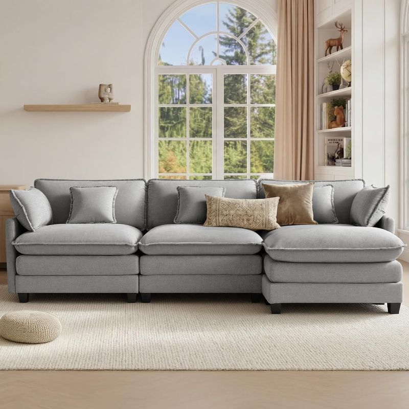 Photo 1 of ** missing parts 157" Oversized Modular Sectional Sofa with Storage Console,U-Shaped Cloud Couch with Movable Ottoman,Deep Seat,Thick Cushions, Multi Functional Console with USB & 2 Cup Holder,Sofa Set for Living Room