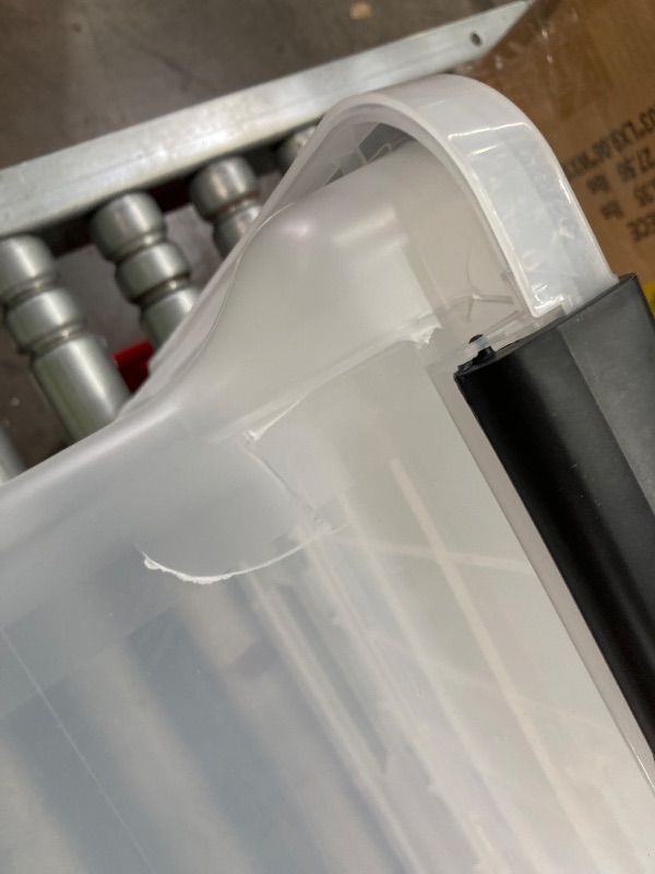 Photo 1 of **CRACK IN BACK***IRIS USA File Box WeatherPro Organizer Plastic for Letter/Legal, Water Resistant Document, Durable Lid, Seal w/Secure Latching Buckles, Stackable, Nestable, Clear 32 Qt. 1 Pack
