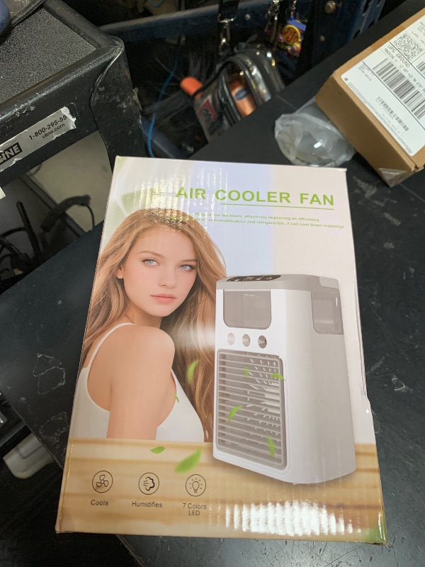 Photo 1 of Portable Air Conditioning Fan,USB Powered,Mini Rechargeable Desktop Air Conditioner with 3 Speeds and 3 Misting Modes, 600ml Water Tank, RG Light