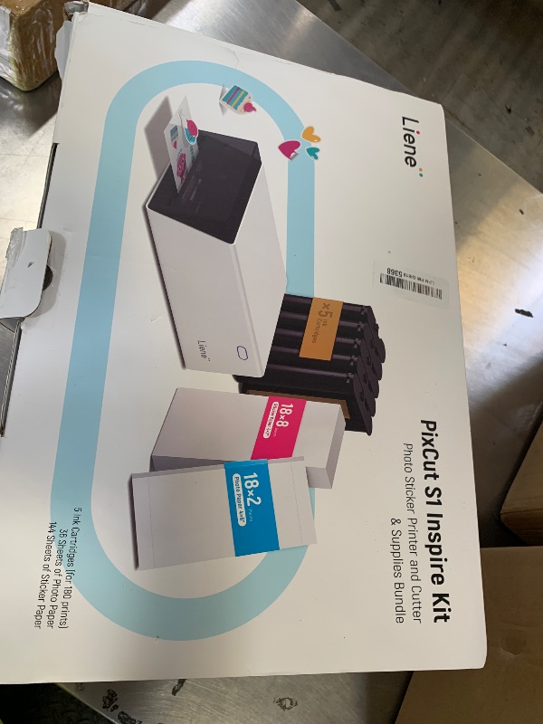 Photo 1 of Liene PixCut S1 Inspire Kit - All-in-One Color Sticker Printer & Cutting Machine, Thermal Dye-Sublimation Photo Printer, 300 DPI, Color Label Maker with 180 Sheets (36 Photo + 144 Sticker Paper)
