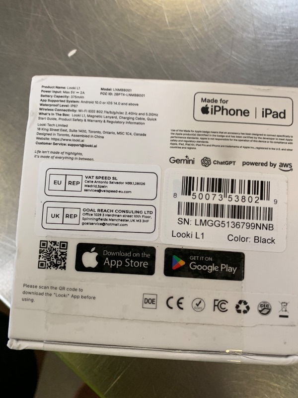 Photo 1 of Looki L1 AI Wearable Lifelogging Device (Black, 32GB)