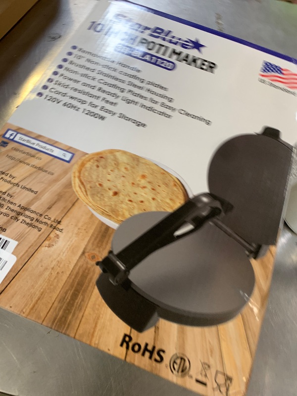Photo 1 of 10inch Roti Maker by StarBlue with FREE Roti Warmer and Removable Handle - The automatic Stainless Steel Non-Stick Electric machine to make Indian style Chapati, Tortilla, Roti AC 110V 50/60Hz 1200W