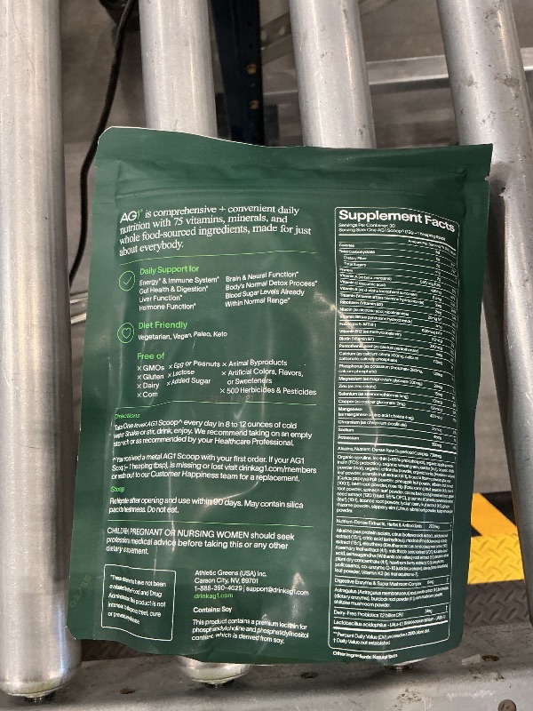 Photo 1 of AG1 Greens Powder Refill Pouch – 75 Vitamins, Multivitamin & Probiotic | Gut Health Support | Vegan, Keto, Gluten Free | Athletic Greens Supplement - Pouch Only, Classic Formula