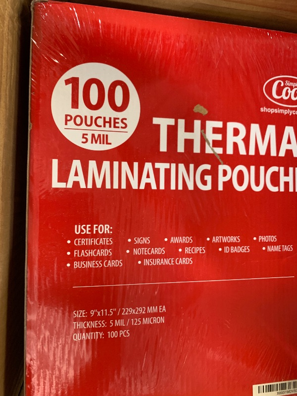 Photo 1 of Simply Cool 5 Mil Thermal Laminating Pouches 9 x 11.5 Inch