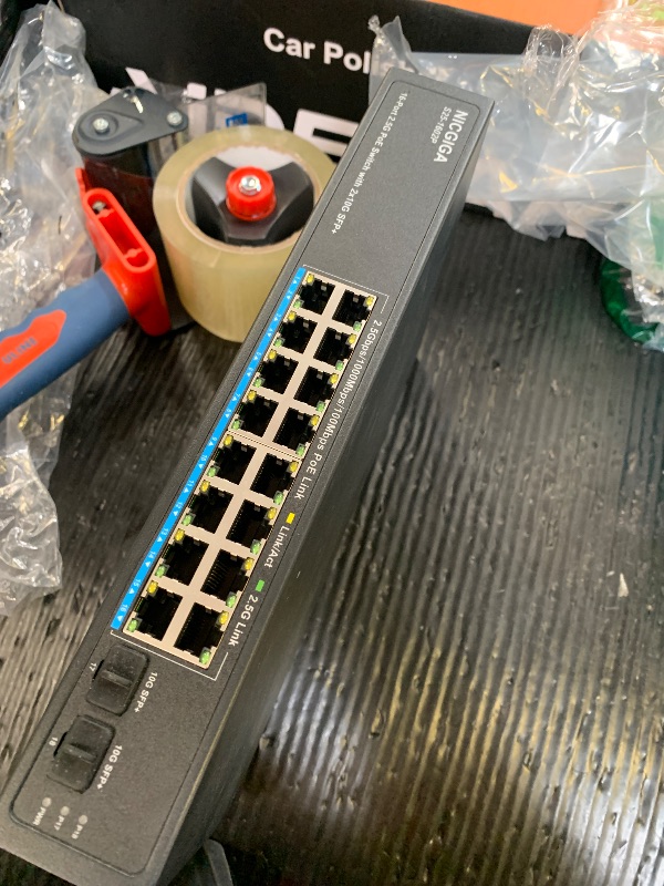 Photo 1 of 16 Port 2.5G PoE Switch Unmanaged with 16 Port 2.5Gb Base-T PoE+@250W + 2 x 10G SFP+ Uplink, NICGIGA 18 Port 2.5Gbe IEEE802.3af/at Power Over Ethernet Switch, Support WiFi6 AP, NAS, 4K PoE Camera NVR.