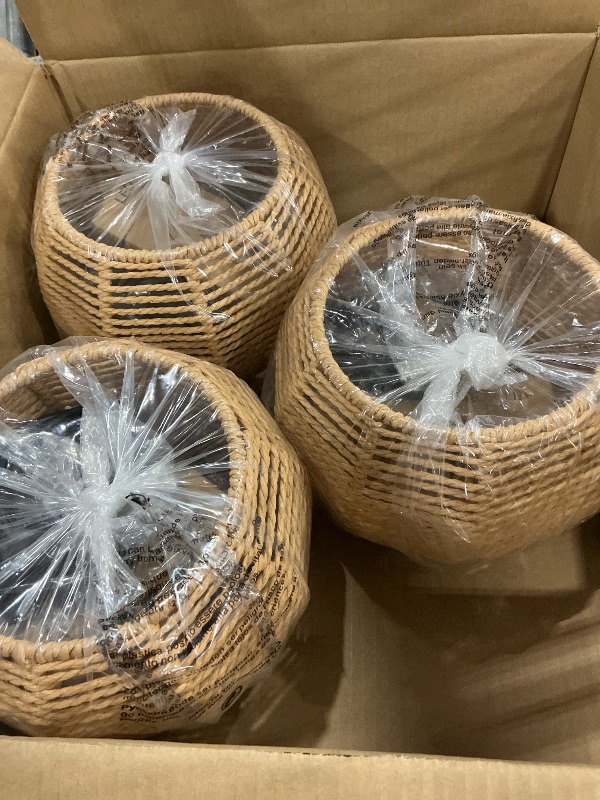 Photo 1 of AyshwillDec 3 Pack Wicker Pendant Light Natural Woven Pendant Light Boho Chandelier Light Fixture Dome Rustic Farmhouse Pendant Lights Rattan Light Fixture for Dining Room Kitchen Island (Bulb Incl.)