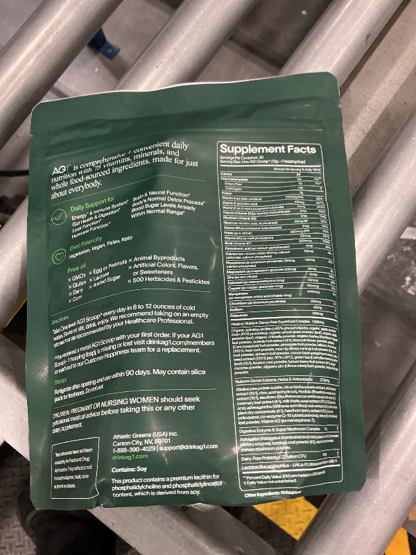 Photo 1 of AG1 Greens Powder Refill Pouch – 75 Vitamins, Multivitamin & Probiotic | Gut Health Support | Vegan, Keto, Gluten Free | Athletic Greens Supplement - Pouch Only, Classic Formula