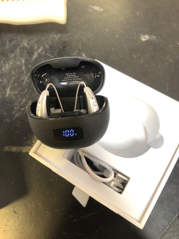View 3 of OTC Rechargeable Hearing Aids for Seniors with Automatic Noise Cancelling, LED Display, FSA&HSA Eligible, 5-Level Volume Control for Clear Sound (Black)