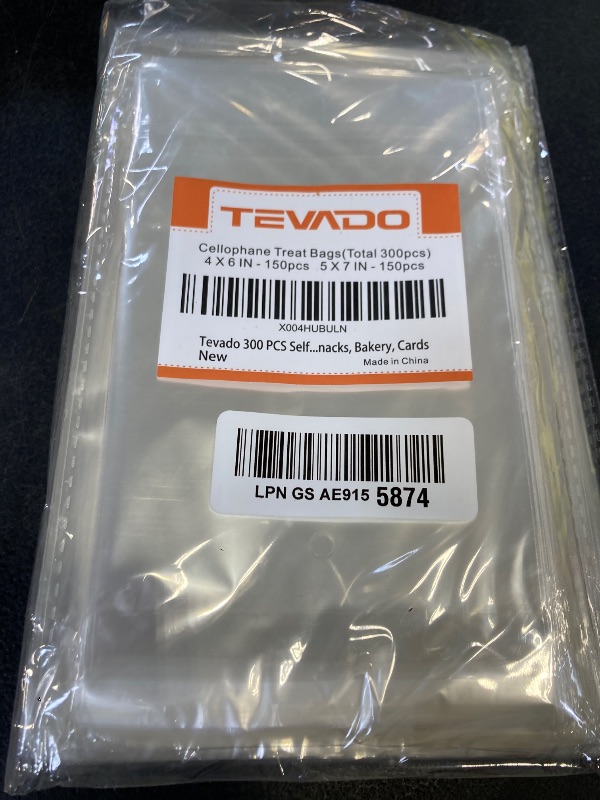 Photo 1 of Tevado 300 PCS Clear Cellophane Cookies Bags Self Sealing with 4x6"?150 PCS?& 5x7"?150 PCS) - Resealable Plastic Treat Bags Self Adhesive for Packaging Cookies, Party Favors, Bakery
