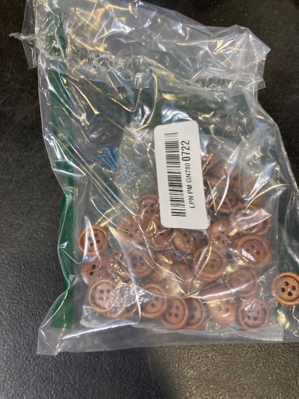 Photo 1 of uxcell 50Pcs Wooden Buttons, 18mm(3/4") 4 Hole Round Wood Sewing Button Craft Flatback for Sewing DIY Craft Clothing, Brown