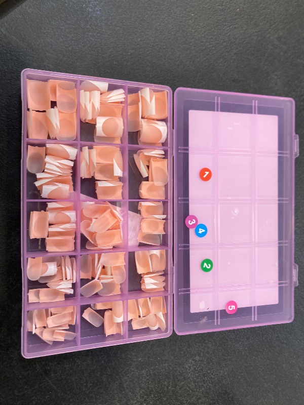 Photo 1 of NOVO OVO Short Sharp Square White French Tip Nail Tips Press on BABY PINK, Need Builder Gel Top Coat Nail Glue, Soft Gel Fake Nail Extension, Full Cover False Nails for Salon DIY x 15 Sizes 240 pcs