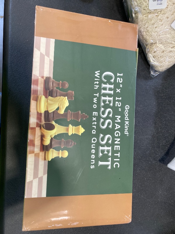 Photo 1 of Magnetic Travel Chess Set for Kids and Adults. Portable 12" x 12" Chess Board Game for Beginner & Advance Players. Chess Sets for Adults with 2 Extra Queens & 2 Storage Bags for Chess Pieces.