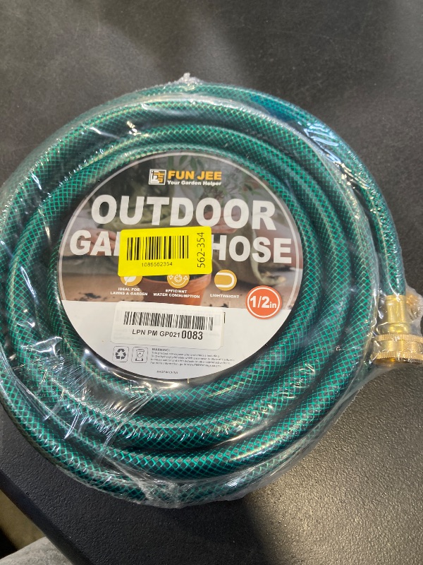 Photo 1 of FUNJEE 20FT PVC Garden Hose: LeakProof and Durable with 1/2" GHT Brass Fittings for Outdoor Watering and Lawn Sprinkling - Ideal for Homeowners and DIY Enthusiasts