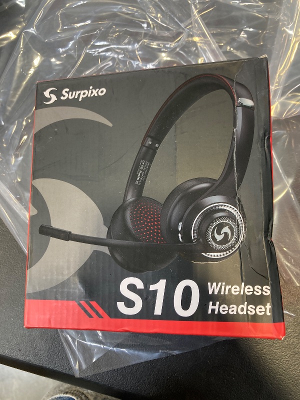 Photo 1 of Surpixo Wireless Headset with Mic for Work, Dual-Mode Bluetooth & 2.4GHz Dongle, 50H Talk Time, Headphone with mic ENC Noise Cancelling fit for Computer/Laptop/Teams, Glasses-Friendly- Black