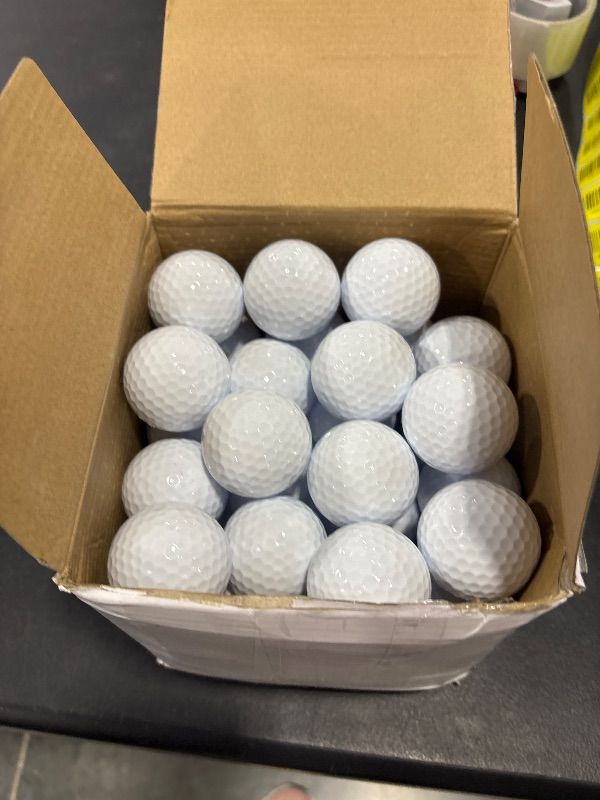 Photo 1 of Jerify 50 Pcs Practice Golf Balls Bulk 45g Solid Rubber Golf Training Balls High Bounce Performance for Hit Away Swing Driving Range Indoor Outdoor Training(White)