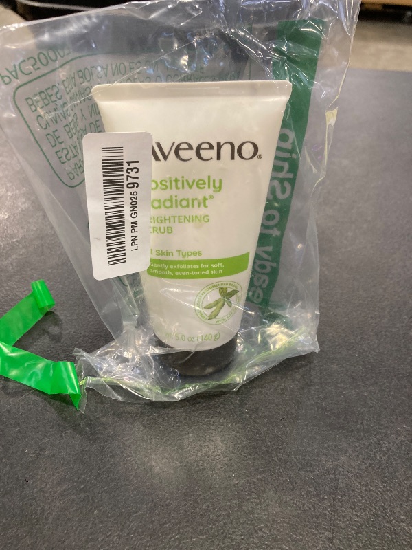 Photo 1 of Aveeno Positively Radiant Skin Brightening Exfoliating Daily Face Wash Scrub, Gentle with Moisture-Rich Soy Extract, Helps Improve Skin Tone & Texture, Oil- & Soap-Free, Hypoallergenic, 5 Oz?