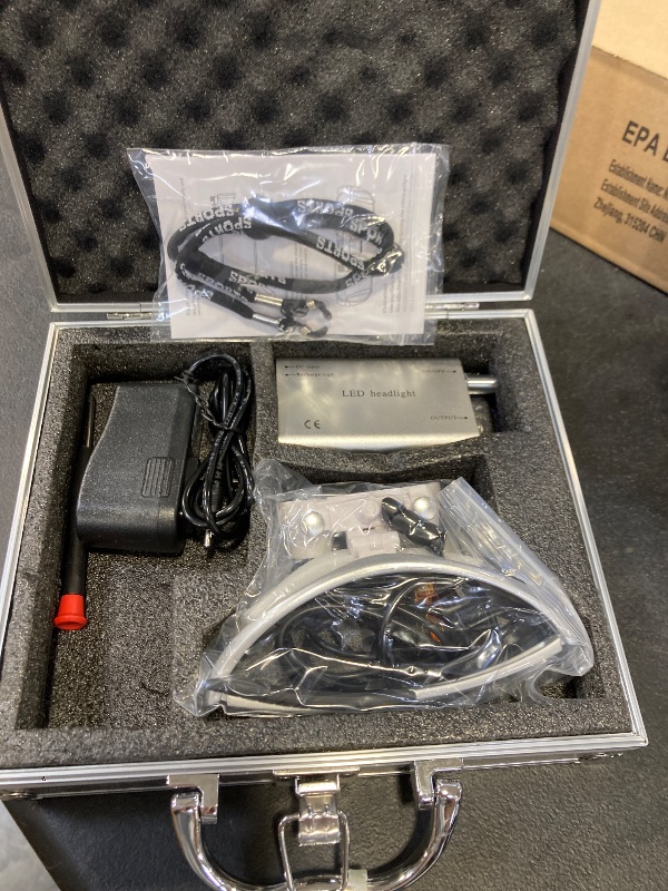 Photo 1 of EustomA 2.5X Binocular Loupes Optical Glasses +3W LED Headlight Lamp with Filter + Aluminum Box Silver