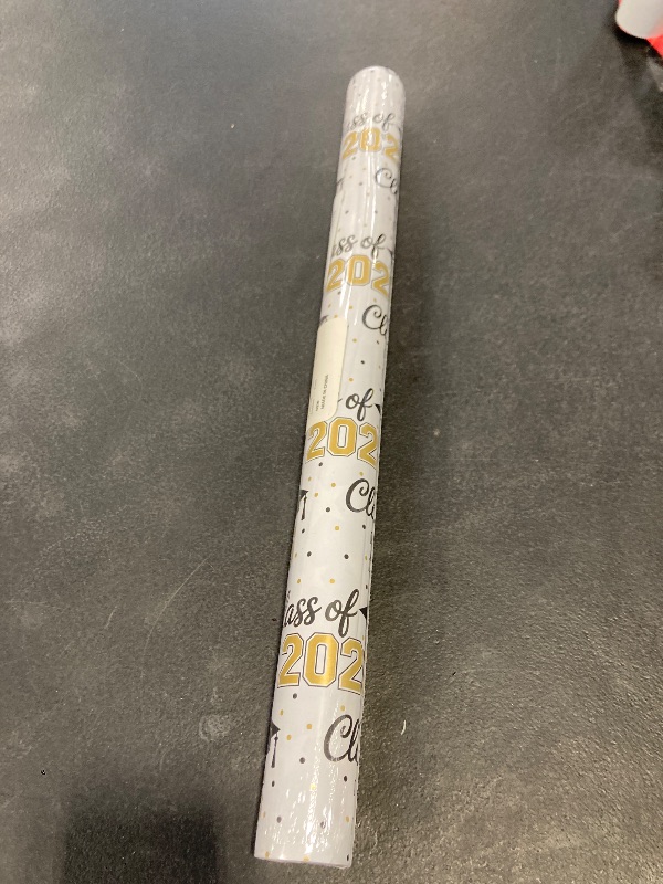 Photo 1 of RUSPEPA Reversible Graduation Wrapping Paper Roll, Mini Roll, Gold Class of 2026 Congrats Grad Design with Caps and Black Star Pattern, Gold Foil Gift Wrap for Graduation Party, 17 Inch x 16.4 Feet