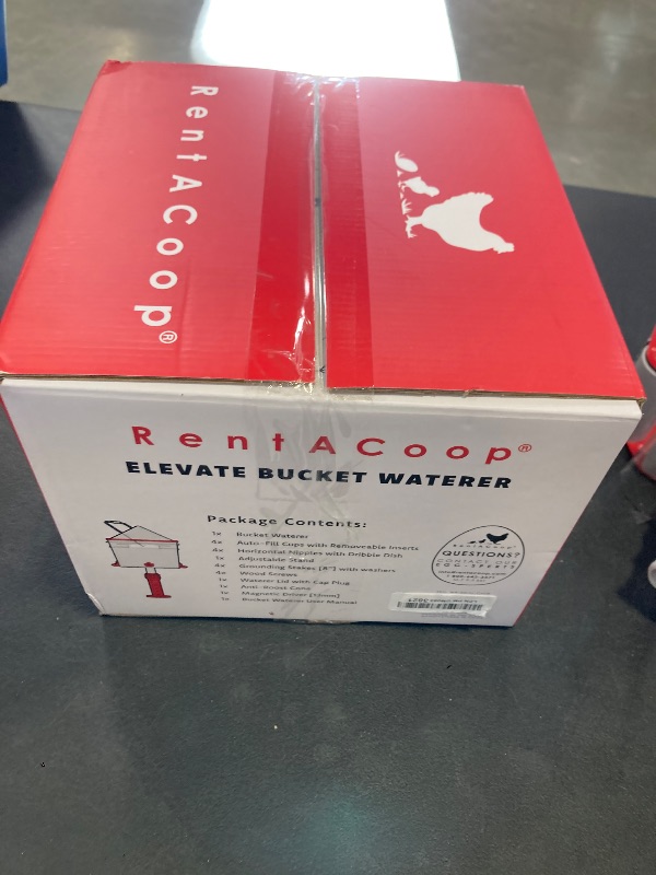 Photo 1 of RentACoop?2 Gallon?Chicken?Waterer with?4 Auto-Fill Water Cups, 4?Horizontal?Nipples, and Custom Adjustable Stand; BPA-Free; Large Capacity Poultry Waterer- Center Placement
