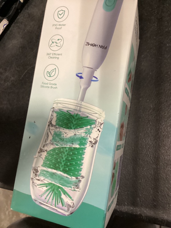 Photo 1 of Electric Bottle Brush Cleaner, Portable Rechargeable Baby Bottle Cleaner Kit for Travel with Silicone Nipple & Straw Brush, Drainage Rack, Storage Box(Green)