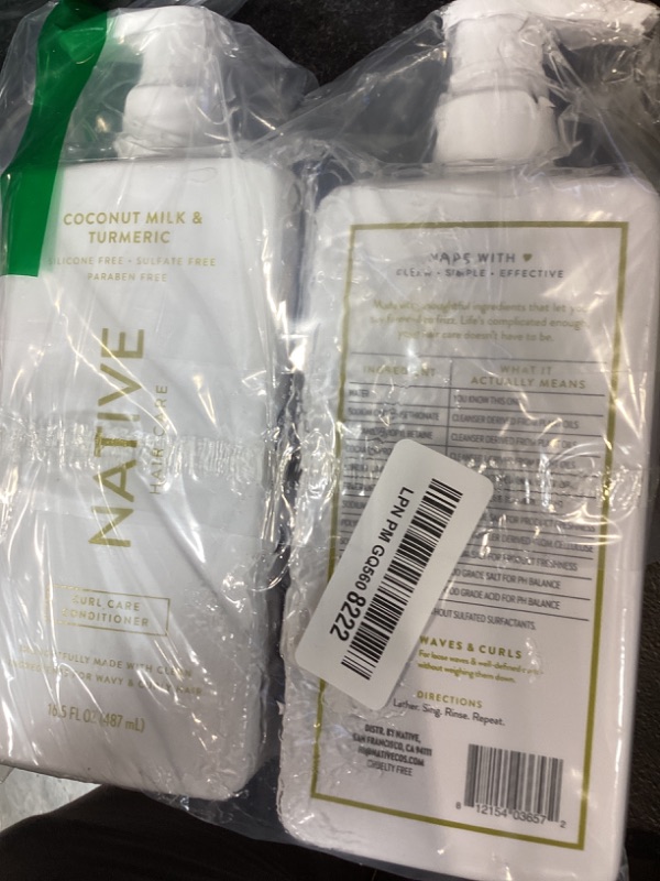 Photo 1 of Native Coconut & Turmeric Shampoo and Conditioner Contain Naturally Derived Ingredients | All Hair Types, Color & Treated, Fine to Dry Damaged, Sulfate & Dye Free - 2-Pack