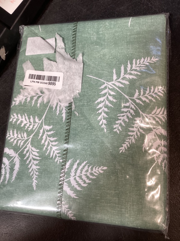 Photo 1 of Heavy Duty Vinyl Tablecloth with Flannel Backing Waterproof Oil-Proof Plastic Table Cloth Stain-Resistant Wipeable Rectangle or Square Table Cover for Indoor and Outdoor (Mint Leaf, 60X84 Inch)