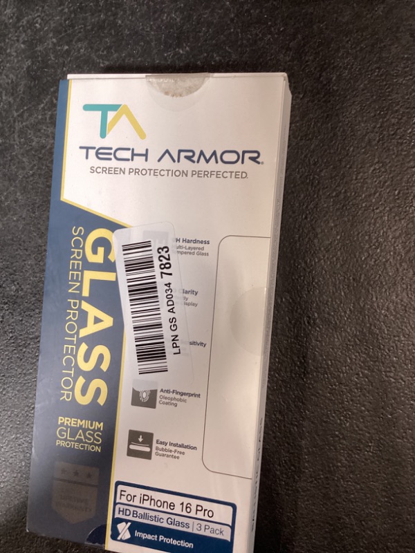 Photo 1 of Tech Armor for Apple iPhone 16 Pro Screen Protector Glass 6.3 inch - Ballistic Tempered, Case Friendly, Easy Install, Sensor Protection, HD, 9H Hardness, 3 Pack + Bonus Camera Lens Protector