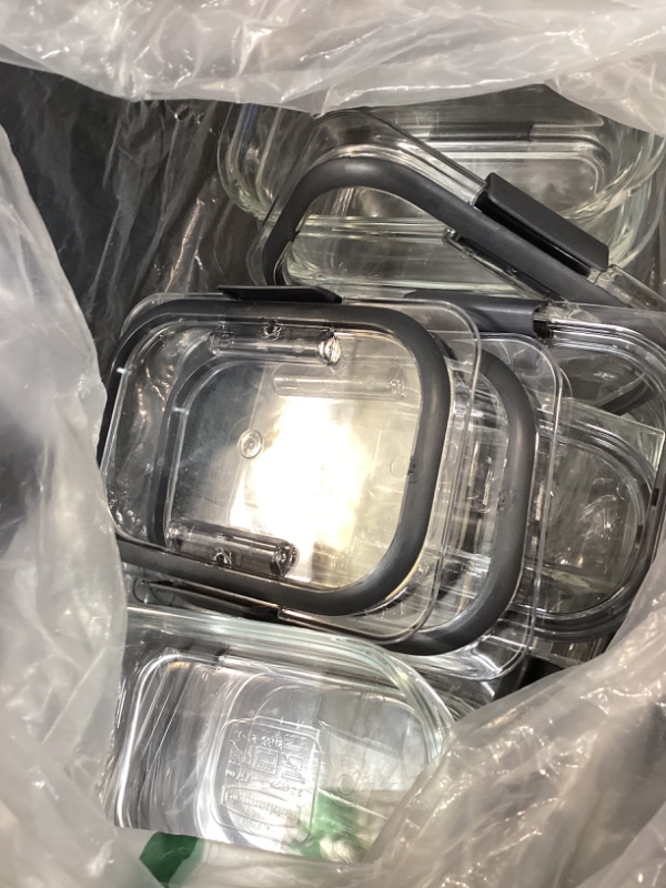 Photo 1 of 1 missing PCs Rubbermaid Brilliance Glass Food Storage Containers, Assorted Sizes, Set of 9, BPA-Free, Leak-Proof, Clear