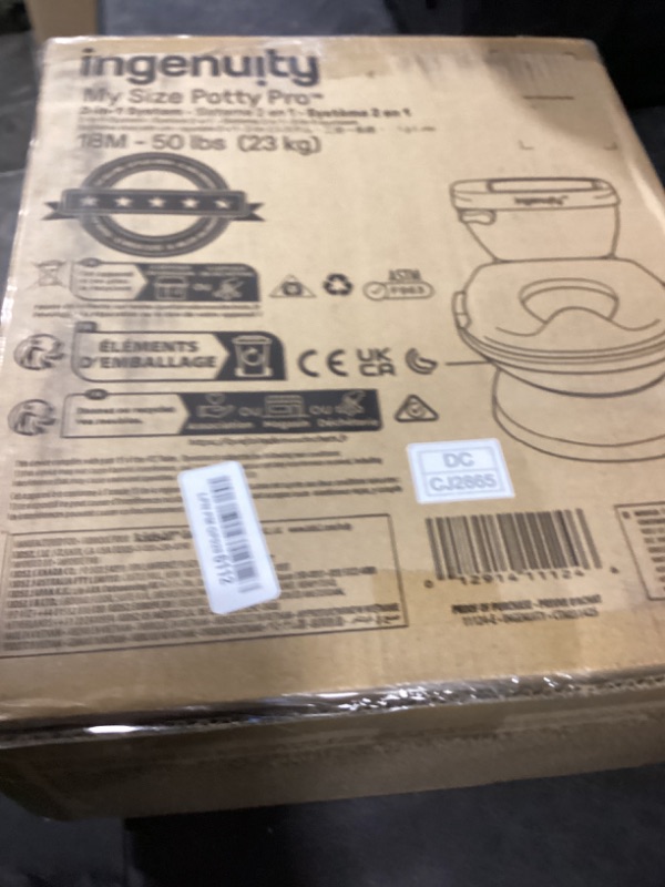 View 2 of Ingenuity My Size Potty Pro 2-in-1 Potty Training Toilet, Floor Potty with Removable Potty Seat for Standard Toilets, Realistic Flushing Sound, For Toddlers Ages 18+ months, Up to 50 lb